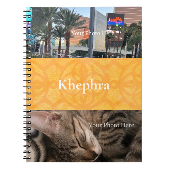 Orange Batik Name and Photo Collage Notebook (Front)