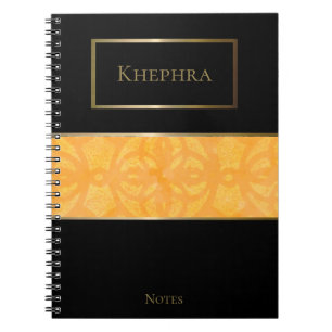 Orange Batik Simple Name Notebook