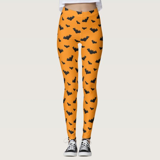 Orange Bats Pattern Leggings