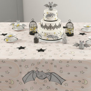 Orange Bats Spooky Cute Baby Halloween Tablecloth