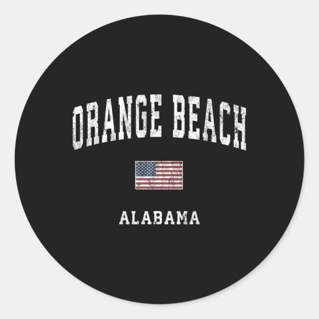 Orange Beach Alabama Al American Flag Sports Classic Round Sticker (Front)