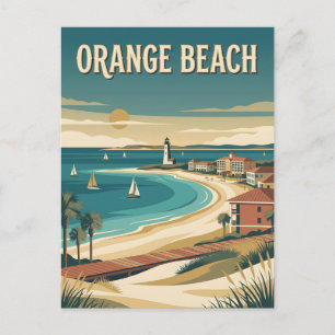 Orange Beach Alabama Coastal Retro Vintage Poster Postcard