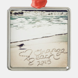 Orange Beach Alabama Sandwriting Beach Waves Words Metal Tree Decoration