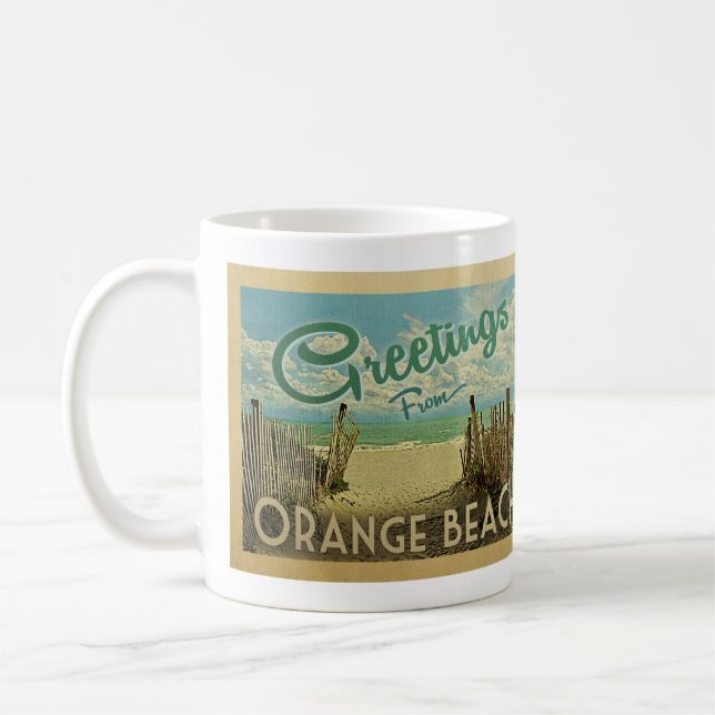Orange Beach Coffee Mug Vintage Travel (Left)
