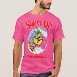 Orange Beach  For Kids Pineapple Surfing On Pizza T-Shirt