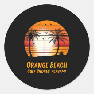 Orange Beach Gulf Shores Alabama Vintage Sunset Re Classic Round Sticker