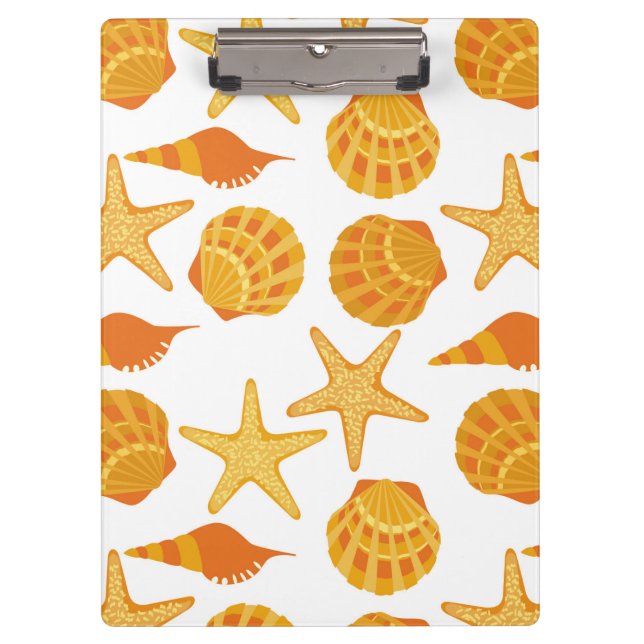 Orange Beach Shell Pattern Clipboard (Front)