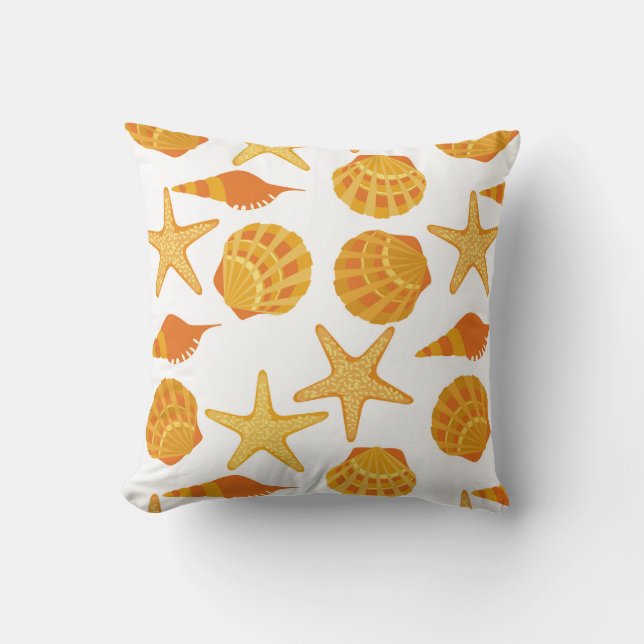 Orange Beach Shell Pattern Cushion (Front)