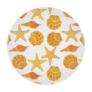 Orange Beach Shell Pattern Cutting Board