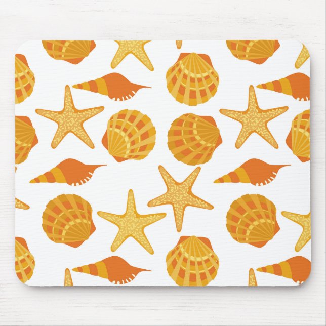 Orange Beach Shell Pattern Mouse Mat (Front)