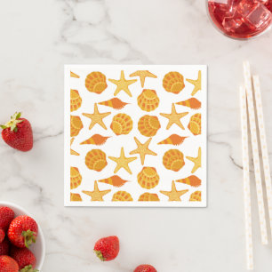 Orange Beach Shell Pattern Napkin
