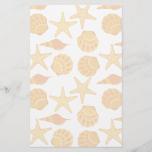 Orange Beach Shell Pattern Stationery