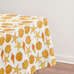 Orange Beach Shell Pattern Tablecloth