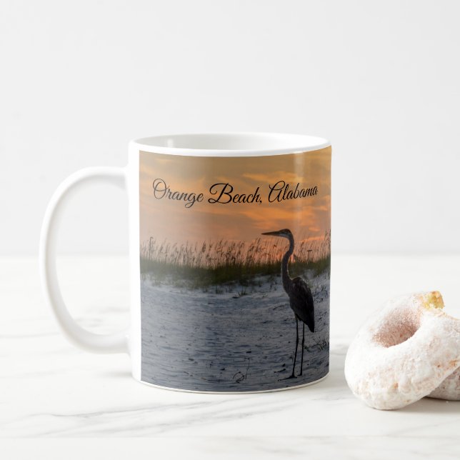Orange Beach Sunset Coffee Mug (With Donut)