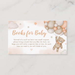 Orange Bear Balloons Baby Shower Books for Baby Enclosure Card
