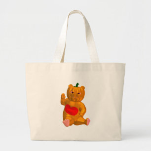 Orange Bear Large Tote Bag