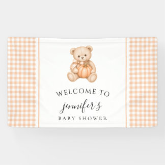 Orange Bear Pumpkin baby shower welcome Banner