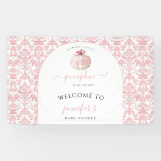 Orange Bear Pumpkin baby shower welcome Banner