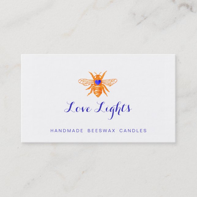 Orange Bee Beeswax Candlemaker Nature Business Card (Front)