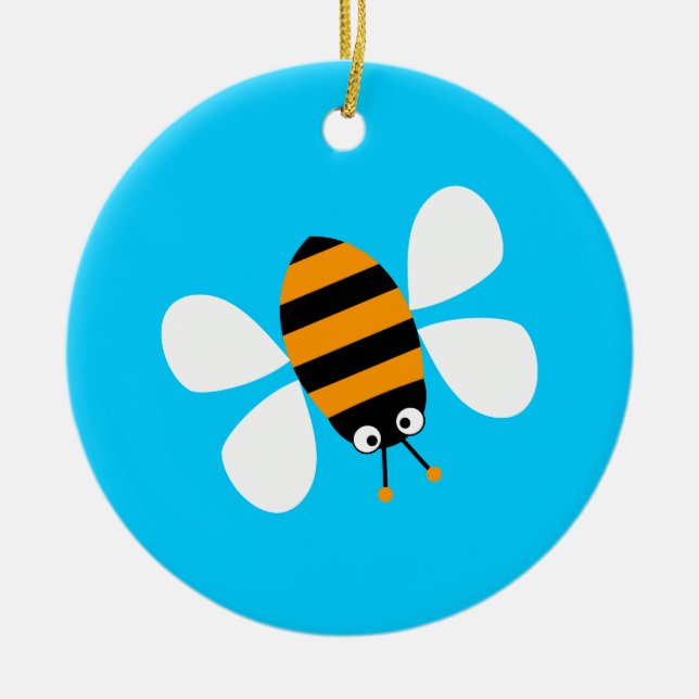 Orange Bee Ceramic Tree Decoration (Front)