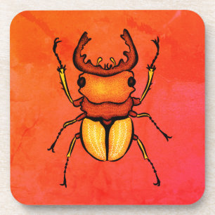 Orange Beetle Goblincore Entomology Insect Lover Coaster