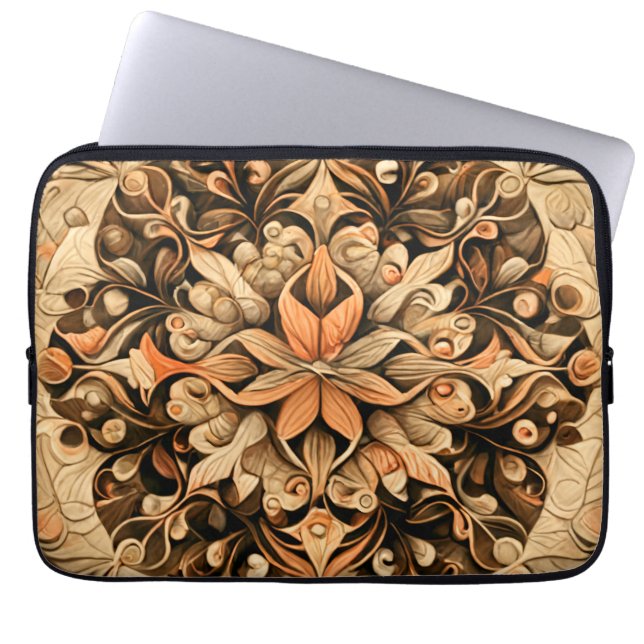 Orange Beige Brown Decoration aesthetic Background Laptop Sleeve (Front)