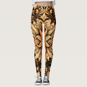 Orange Beige Brown Decoration aesthetic Background Leggings
