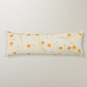 Orange Beige Retro Y2K 70s Flower Pattern Body Cushion