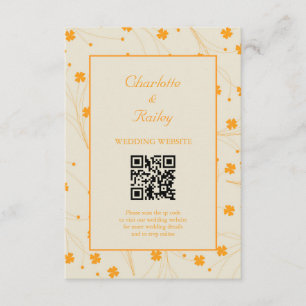 Orange Beige Retro Y2K 70s Flower Pattern Enclosure Card