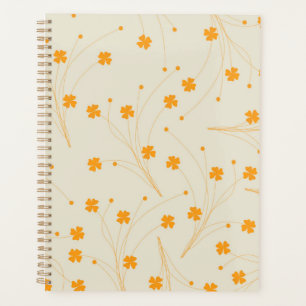 Orange Beige Retro Y2K 70s Flower Pattern Planner