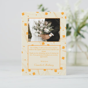 Orange Beige Retro Y2K 70s Flower Pattern Thank You Card