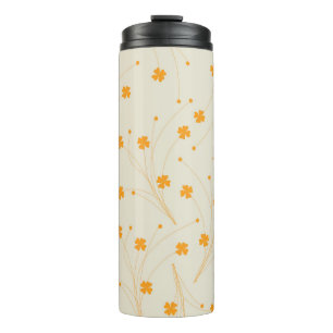 Orange Beige Retro Y2K 70s Flower Pattern Thermal Tumbler