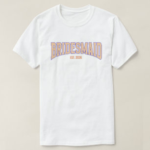 Orange + Beige Stripe Navy BRIDESMAID Bachelorette T-Shirt