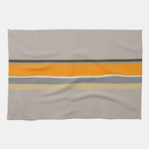 Orange Beige Stripes Tea Towel