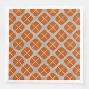 Orange, Beige, Taupe Mid Century Modern Pattern Napkin
