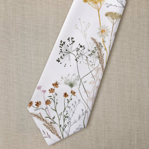 orange beige wildflowers tie
