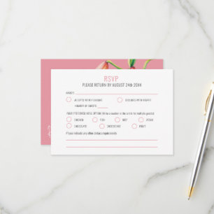 Orange bell African lily botanical art wedding RSVP Card