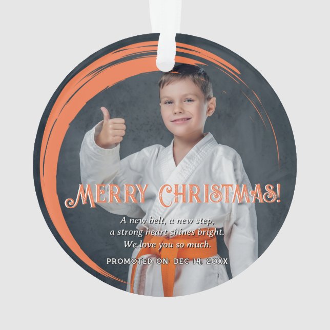 Orange Belt Judo Promotion Christmas Ornament  (Back)