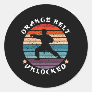 Orange Belt Level Unlocked Achievement Karate Keep Classic Round Sticker