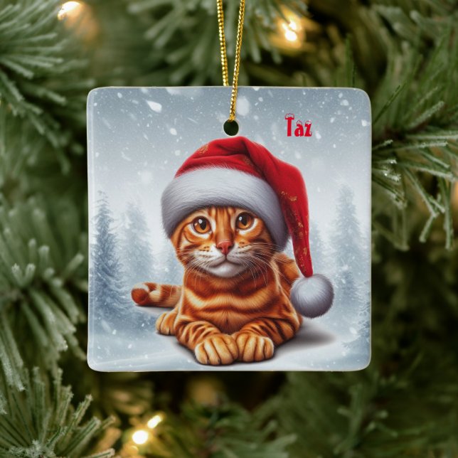 Orange Bengal Cat Christmas Ornament (Tree)