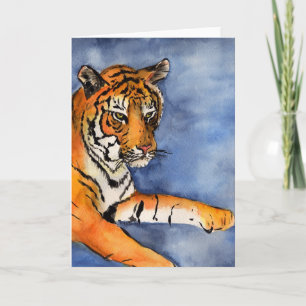 Orange Bengal Tiger Greeting Card (Vertical)