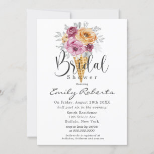 Orange Berry Pink Ice Cream Cone Bridal Shower Inv Invitation