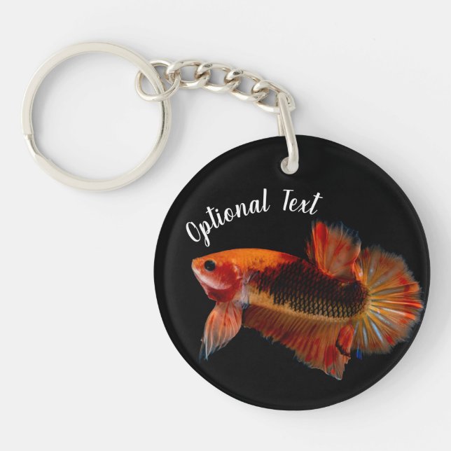Orange Betta Fighting Fish Key Ring (Front)