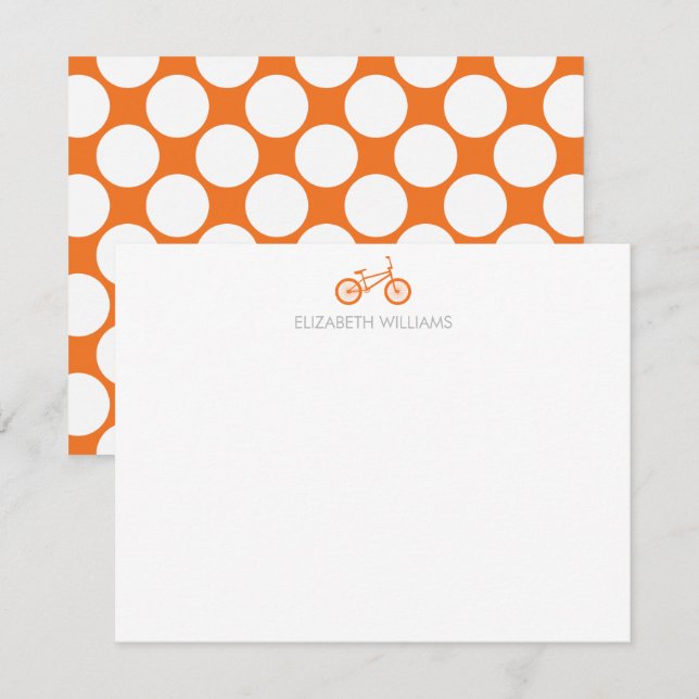 Orange Bicycle and Large Dots Note Cards (Front/Back)