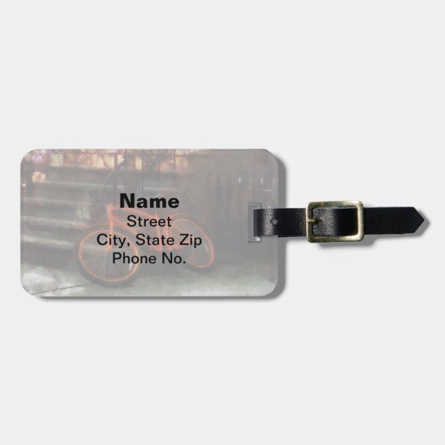 Orange Bicycle by Brownstone Luggage Tag (Front Horizontal)
