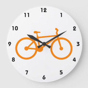 Orange Bicycle Large Clock