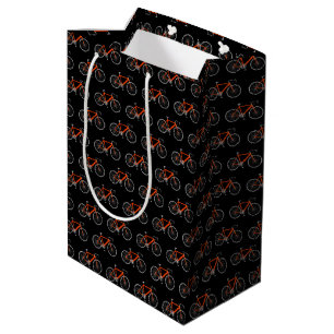 Orange bicycle on black medium gift bag