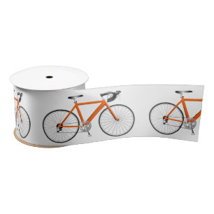 Orange Bicycle on White Satin Ribbon