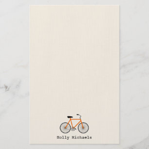 Orange Bicycle Personalised Stationery