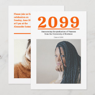 Orange Big Numbers Two-Photo Graduation